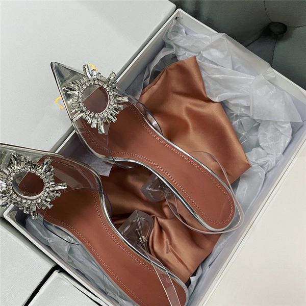 

2021 sale-quality amina shoes begum crystal-embellished pvc slingback pumps muaddi restocks begum pvc slingbacks sandals high heels 01, Black