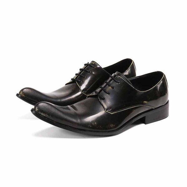 Stivali da uomo alla moda Stivaletti in pelle nera di lusso Stivali in pelle da lavoro con punta in metallo con punta quadrata Bota Masculina, taglia 46