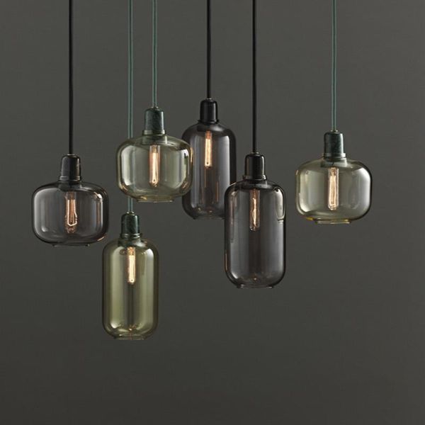 

nordic creative natural marble decoration smoke gray glass single pendant lamp simple led e14 lighting restaurant hanging lamp