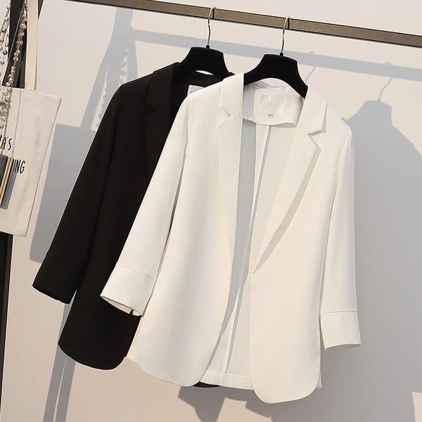 

women's suits & blazers white summer suit coat thin design niche 2021 leisure quality chiffon small top, White;black