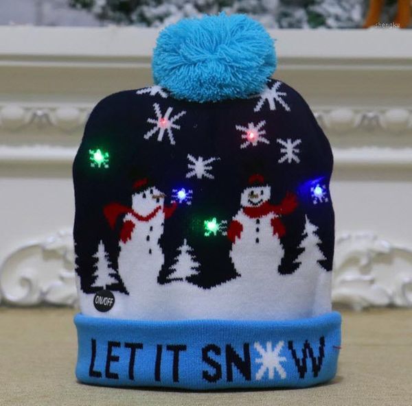 Berretti Cappelli Maglione natalizio a LED colorato Cappello invernale da Babbo Natale lavorato a maglia per regalo di arredamento per bambini e adulti