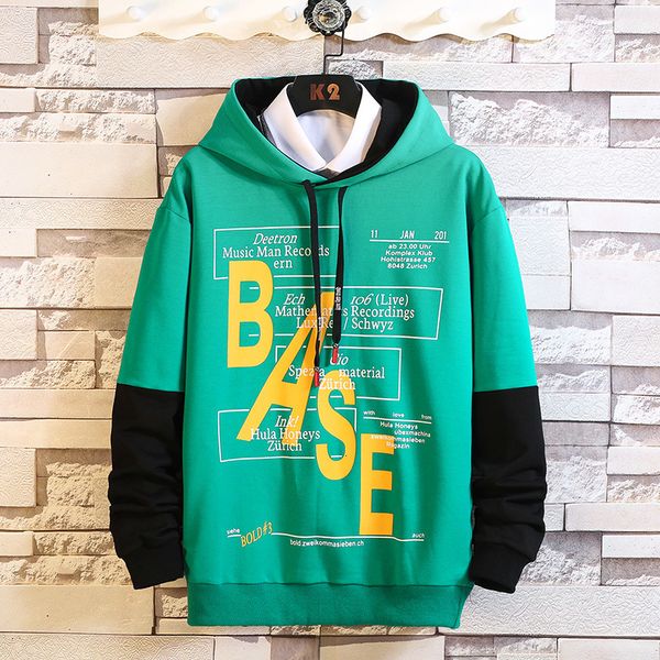 

2021 new mens hoodies spring letter print streetwear patchwork sweatshirt male hip hop yellow hoodie tracksuit men c2v5, Black
