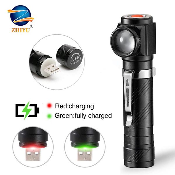 

zhiyu small usb rechargeable led tactical 90 degree pocket-sized handheld torchfor camping,hiking,outdooremergencies