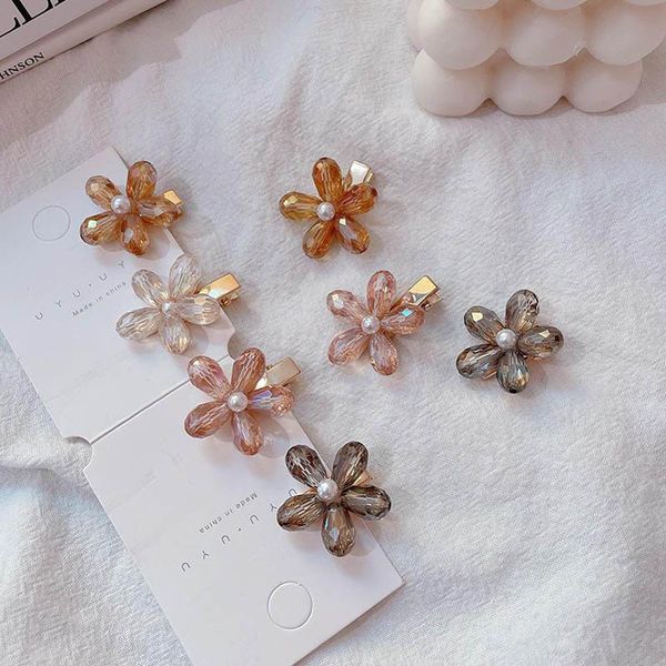 

crystal girls hair clips princess children barrettes fashion pearl kids bb clip girls hair accessories hairclips, Slivery;white