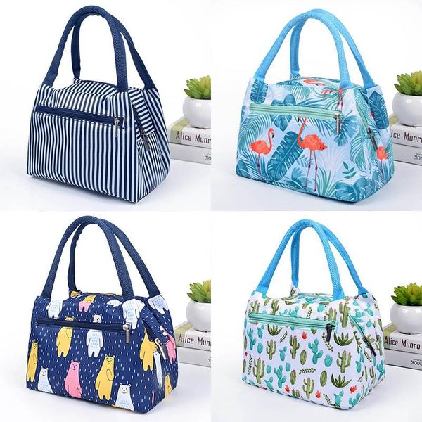 

outdoor bags flamingo picnic women lunch box portable insulated thermal cooler waterproof zipper beach bag for woman student kids