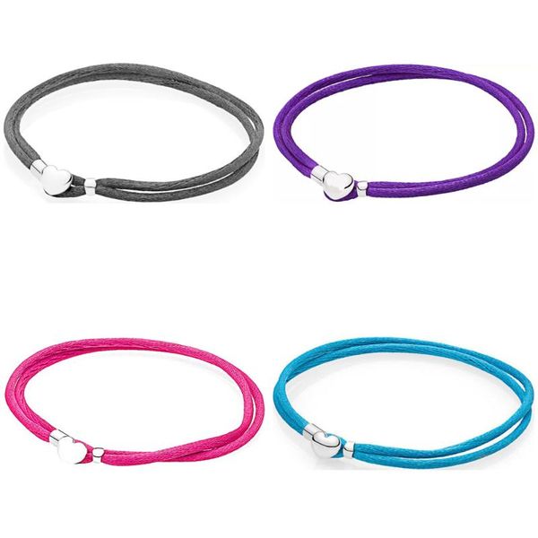 

charm bracelets cibo s925 sterling silver cloth bracelet black pink purple blue rope series, Golden;silver