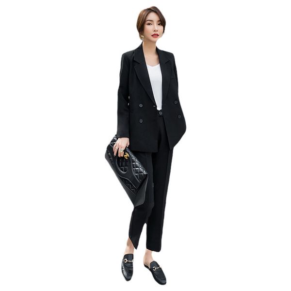 

2021 spring and in autumn new korean version the occasional loose fashion of women suit small two-piece set jacket bgxt, White;black