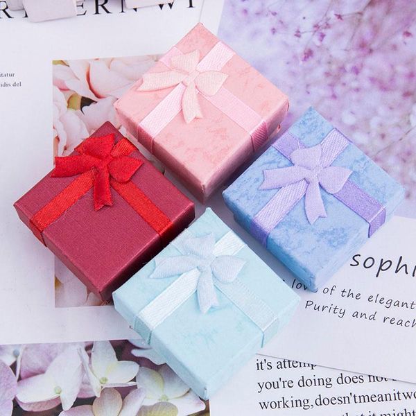 

1pcs 4*4cm 4 color jewelry ring earring watch necklace small square carton present gift box case jewelry packaging display