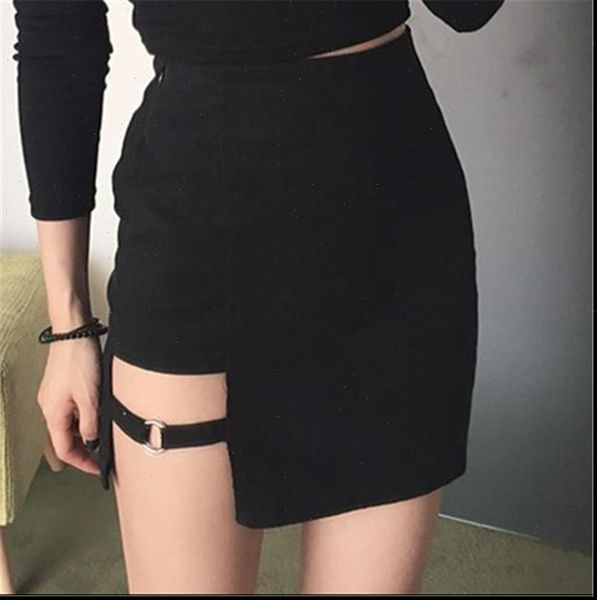 

korean style black package hip skirts irregular hem pencil micro mini skirt slim women party skirts
