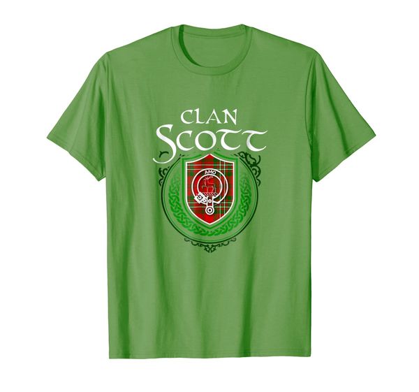 

scott surname scottish clan tartan crest badge t-shirt, White;black