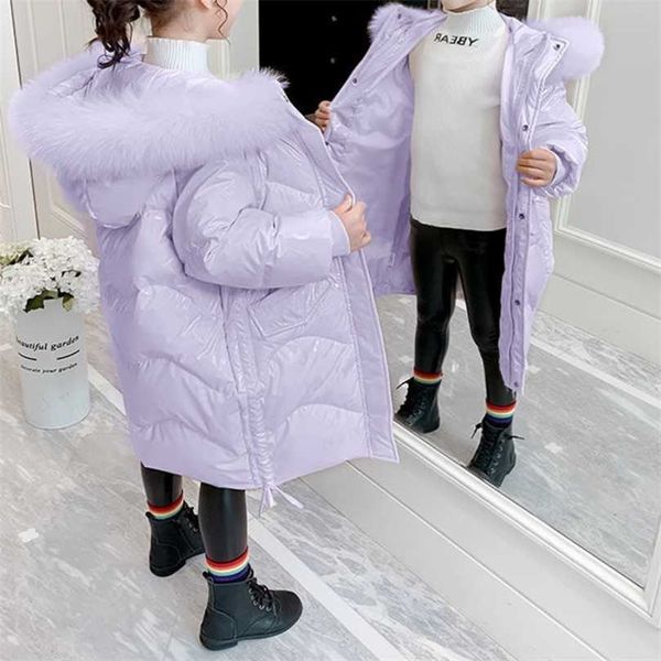 

winter school girls children clothing boys long jacket baby girl clothes faux fur collar coat snowsuit outerwear parka 211027, Blue;gray