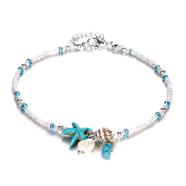 

anklets fashion sweet simple women's conch rice zhuhai star anklet bracelet beach feet sandals women gift female jewelry, Red;blue