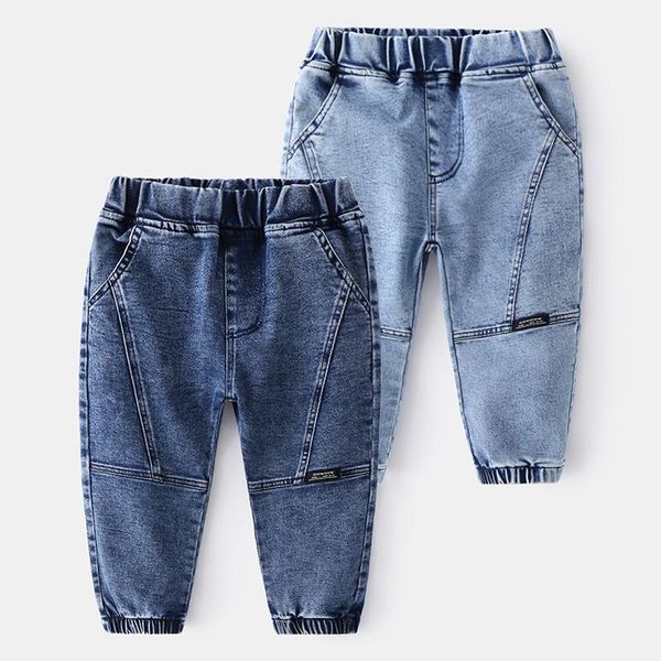 

kids pants elastic waist boy jeans denim casual trousers boy jeans pants toddler fashion, Blue