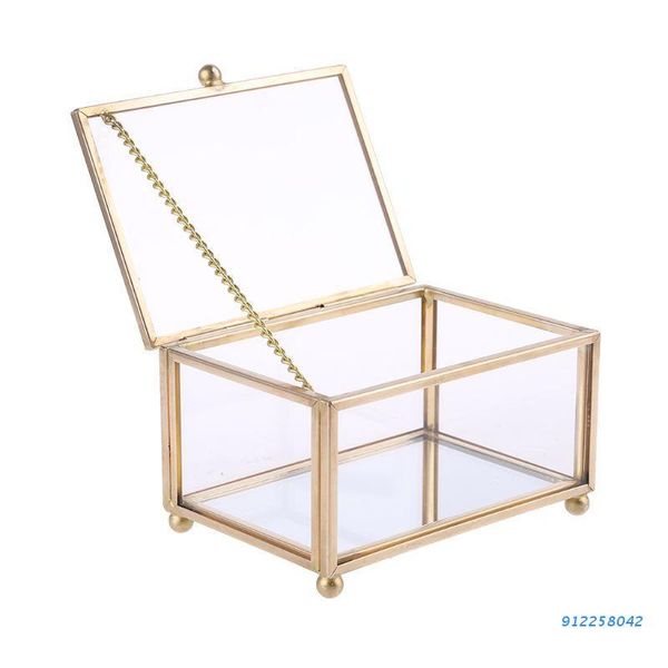 

storage boxes & bins rustic wedding ring box geometric transparent glass jewelry display holder oranizer decor