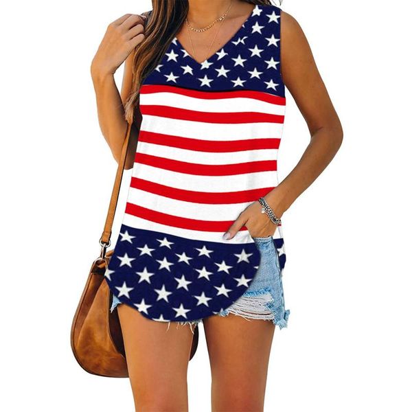 

women's blouses & shirts dÃ©bardeurs femmes 2021 summer tanks sleeveless v neck print casual tank blouse femme t-shirt, White