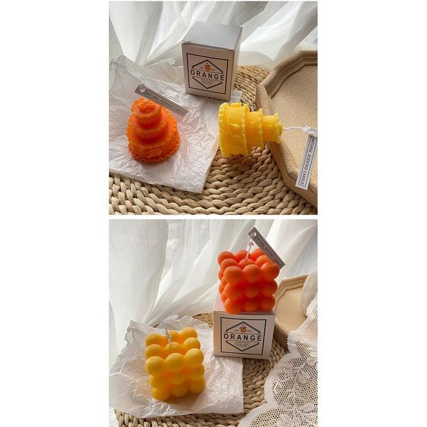 

2020 new ins soy wax scented candle home decoration p props ugly orange with souvenir lemon chees qylksh
