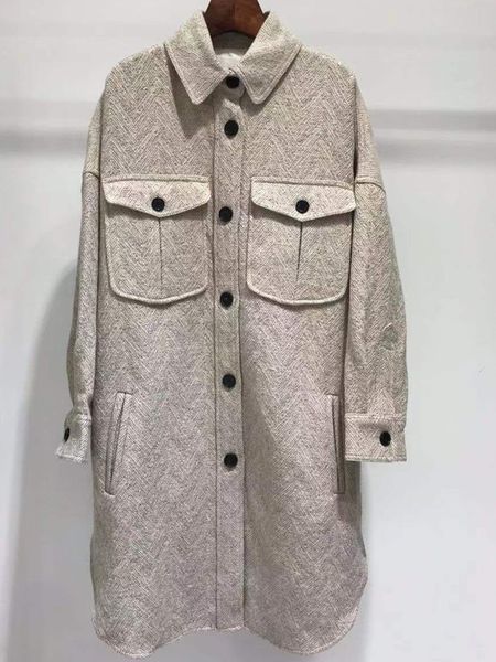 

2021 new wool blend jacket women mid-length silhouette turn-down collar single breasted coat with pockets bvwj, Black