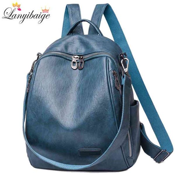 

leather backpacks women capacity travel backpack school bags for teenage girls shoulder mochilas 210924