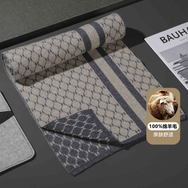 

scarf [100% wool]winter new fashion casual scarf comfortable bib men's, Blue;gray