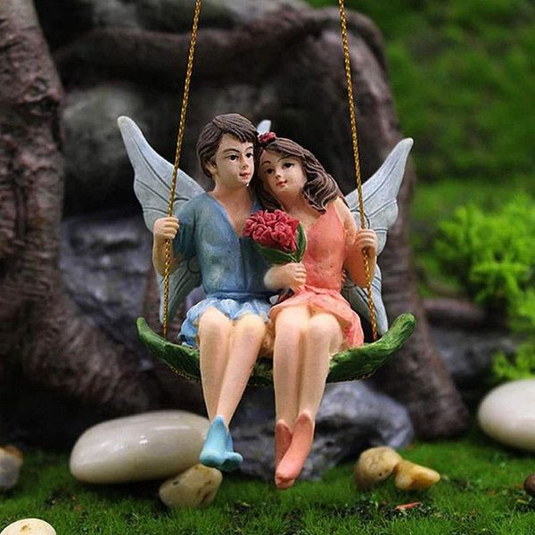 

decorative objects & figurines garden statue angel lover decoration resin flower fairy ornament miniature for doll