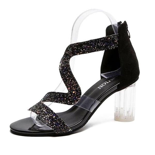 

sandals summer fashion sequin women increase height casual slippers ladies outside party lady slides 35-39 flip flops, Black