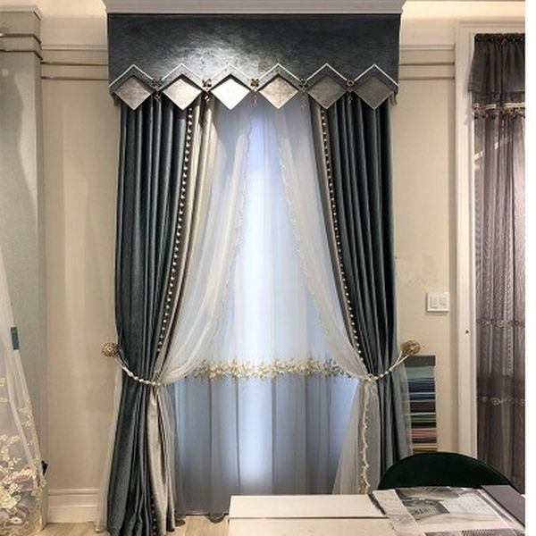 

curtain & drapes european style curtains for living dining room bedroom luxury flannel carved water ripple light tulle