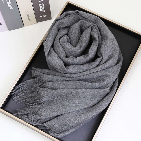 

spring autumn soft cotton short beard solid color scarf thin versatile temperament gray winter men and women neck warm collar, Blue;gray