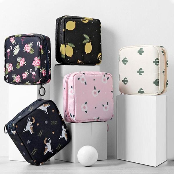 

portable waterproof fabric large capacity sanitary napkin pad tampon storage bag feminine sanitary pad storage