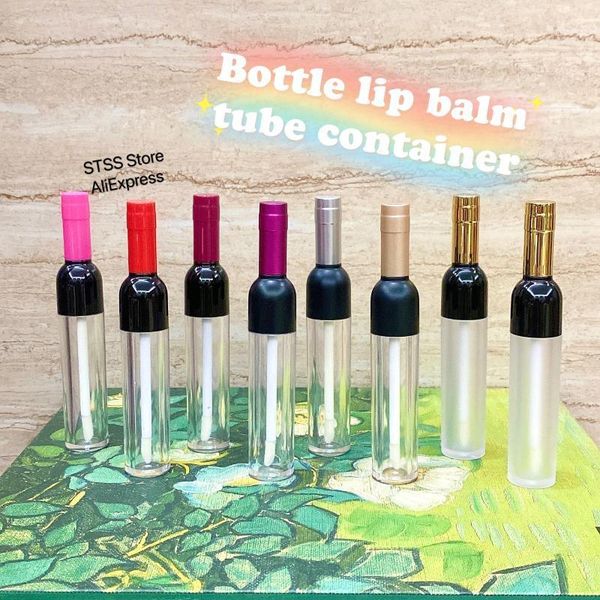 

50pcs 5ml wine bottle shaped lip gloss tube lips container refillable empty bottles makeup organizer tools storage & jars