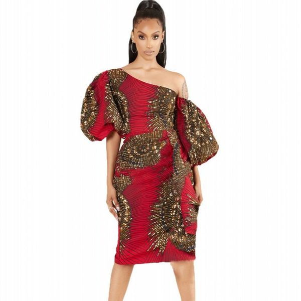 

ethnic clothing fashion lantern sleeve african dresses for women 2021 arrival off shoulder traditional party red dress