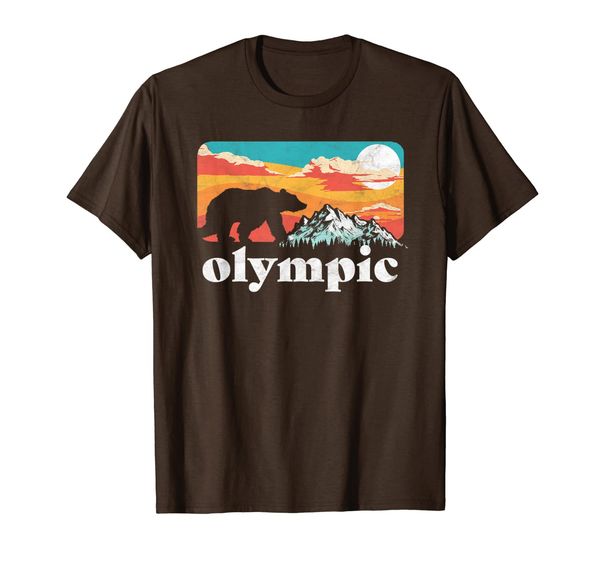 

olympic national park retro bear mountain vintage 80s t-shirt, White;black