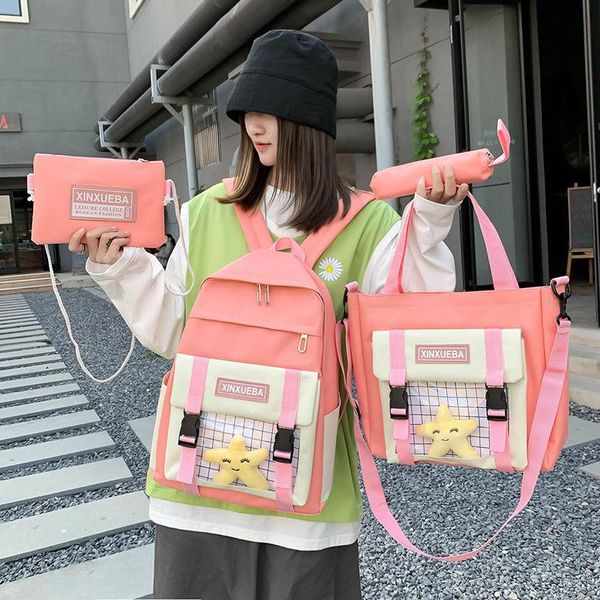 

school bags kawaii backpack harajuku women large capacity schoolbag casual female rucksack canvas teenager girls book