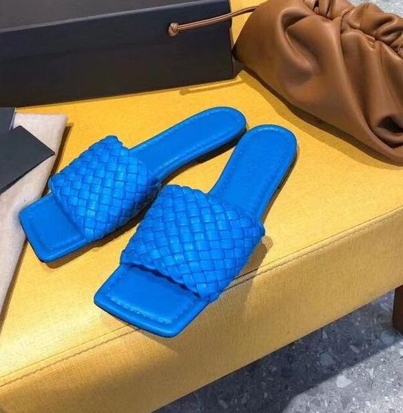 

slippers summer shoes women flat heel leather flipflops beach candy color square open toe mules women's outdoor, Black