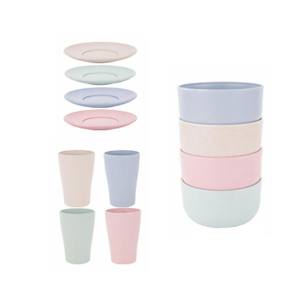 

4 sets of household bowl water cup serving plate housewarming gifts