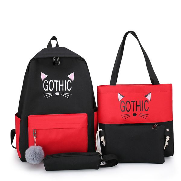 

4piece set women backpack 15.6 inch laprucksack female shoulder bag school bag for teenage girls backpack mochilas mujer c0226