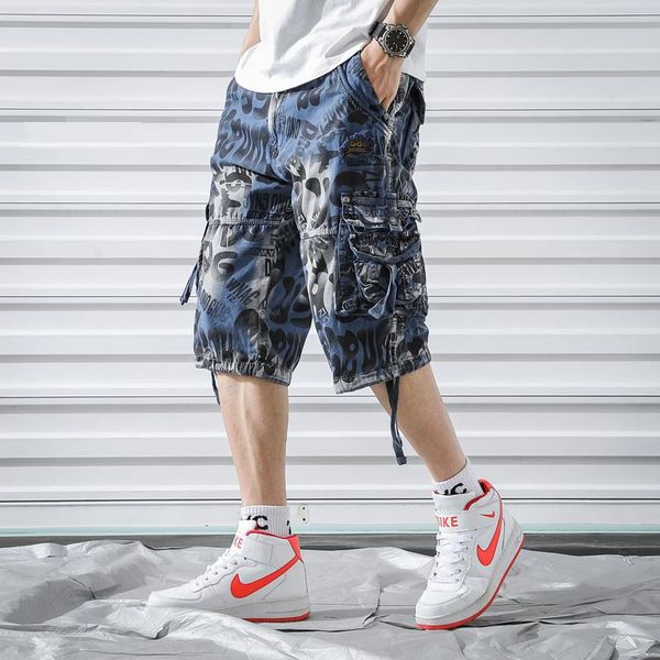 

men's shorts camouflage cargo men 2021 summer camo side-pockets casual mens cotton outdoor short pants, White;black