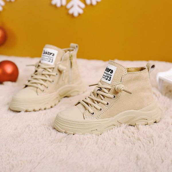 

babaya 2021 children' winter boots new plush thickened boys' leather leisure shoes girls' warm fur boots xz20045, Black;grey