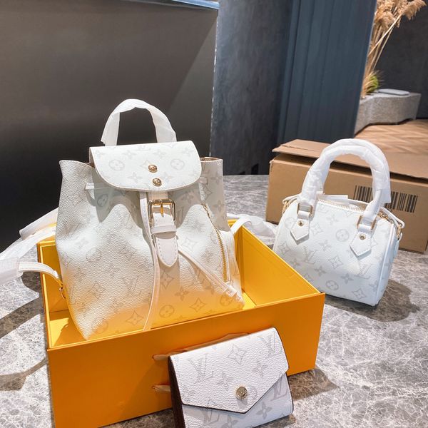 

three-piece totes handbag fashion woman shoulder bags genuine leather classic pattern design super large capacity gifts 011