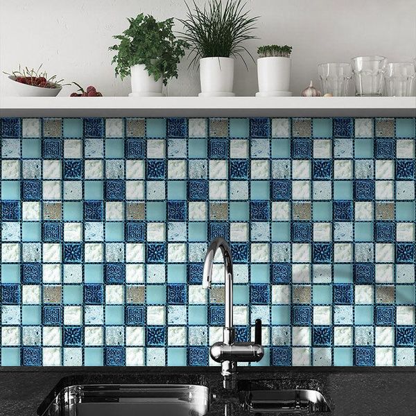 

wallpapers kitchen oil-proof sticker mosaic tile wall bathroom thickening self-adhesive paper waterproof papel de pared