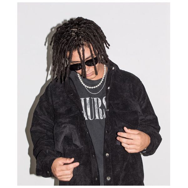 

2021 american street fall new corduroy men's punk style pocket tooling long sleeve shirt for boys rlid, White;black