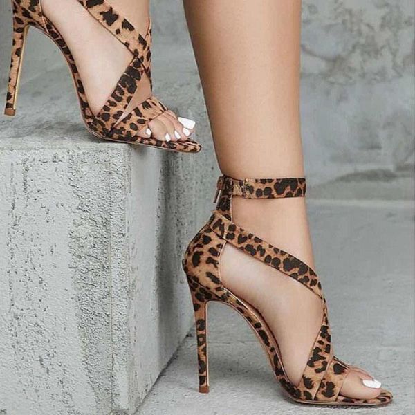 

dress shoes summer woman pumps fashion leopard party open-toed thin heels sandals elegant ankle strap lady high, Black
