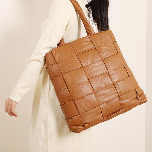 

evening bags 2021 ladies handbag luxury pu large capacity tote bag wallet fashion leather woven shoulder designer