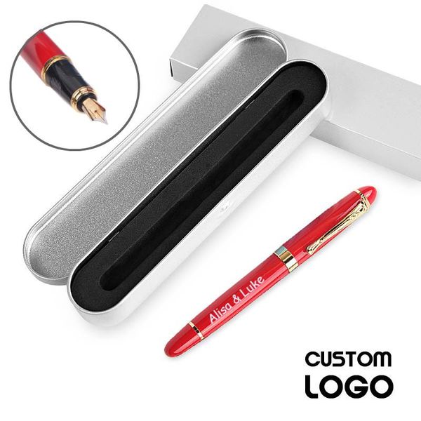 

ballpoint pens 1pc metal signature fountain office supplies advertising business stationery gifts laser custom logo with pen box, Blue;orange