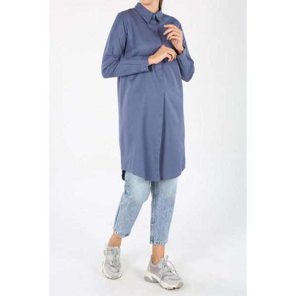 

hidden button shirt tunic, White