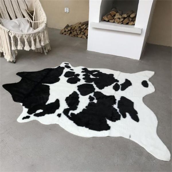 

carpets cow pattern simulation plush carpet floor mats for home decorat decor mat creative interest80cmÃ102cm