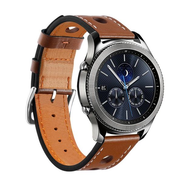 

watch bands 22mm genuine leather strap for samsung gear s3 classic/frontier glaxy 46mm watchband replacement wrist belt clock bracelet, Black;brown