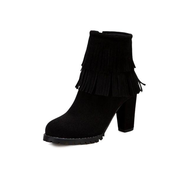 

boots plus size tassel women shoes ankle for ladies woman winter, Black