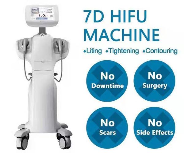 

latest 7d hifu machine beauty equipment with 7 cartridges each have 20000 s for face body skin tightening painless treatment, Black;white