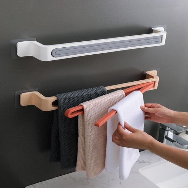 

towel racks rack punching bathroom accessories folding hook storage shower bag wall-mounted multifunctional