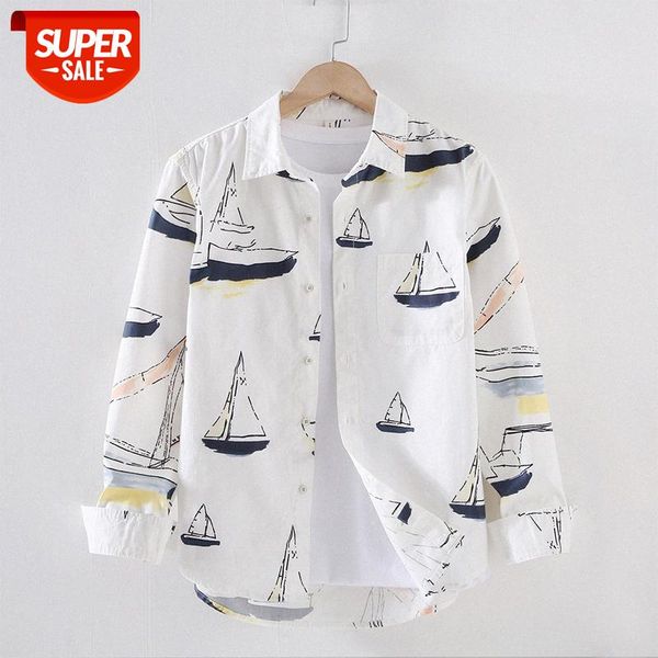 

jm225 men's printed long-sleeved shirt #sj8x, White;black